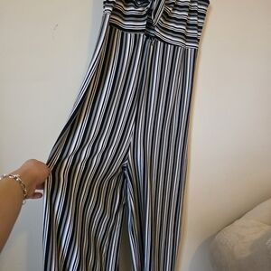 Striped Black and White Women's Jumpsuit